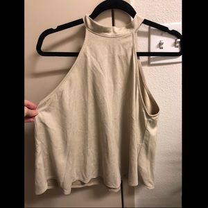 Blu Spero High Neck Suede Blouse